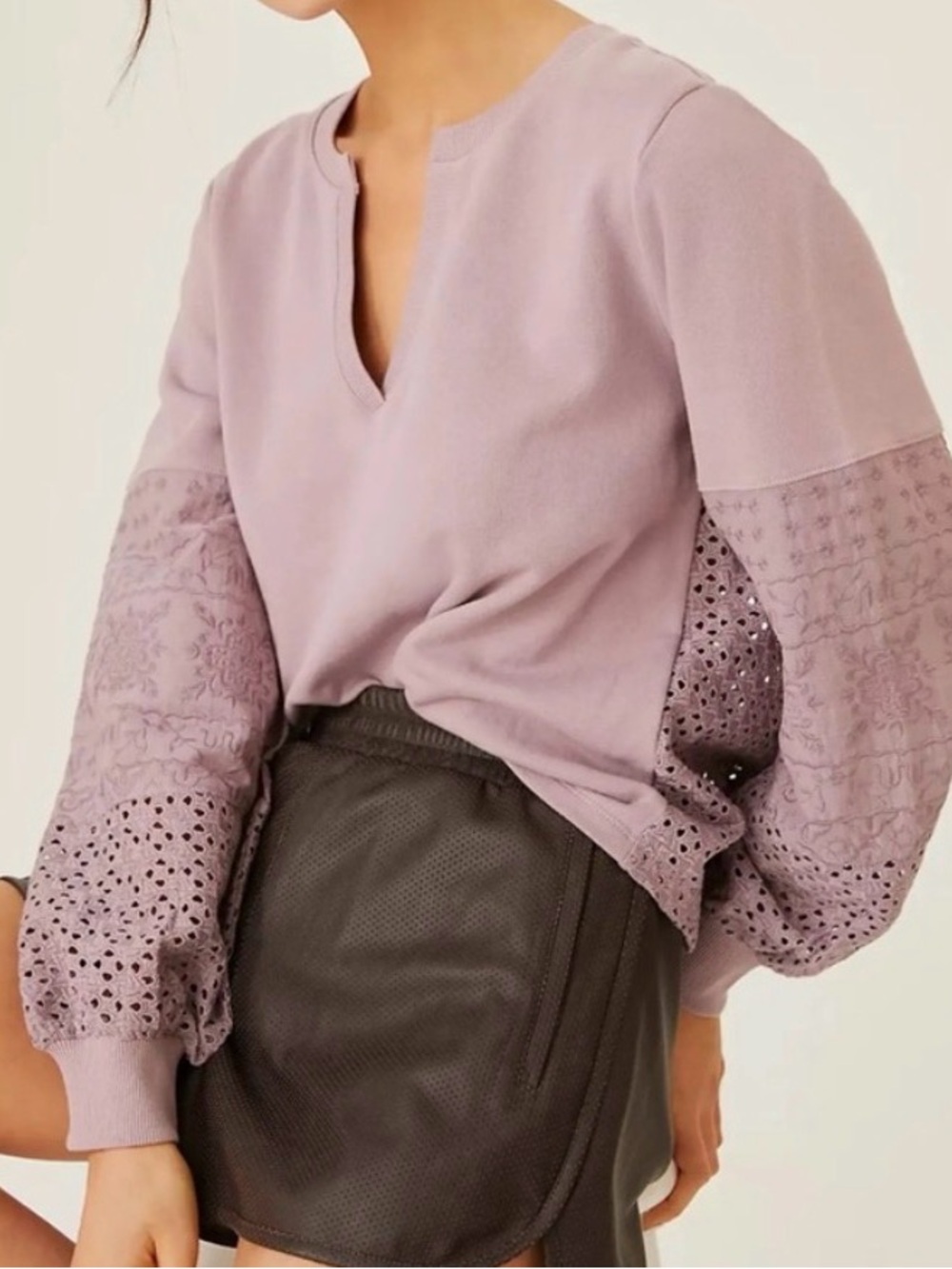 Anthropologie Upscale Sweatshirt with Lace